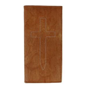 CTM Classic Leather Checkbook Cover with Stitched Cross